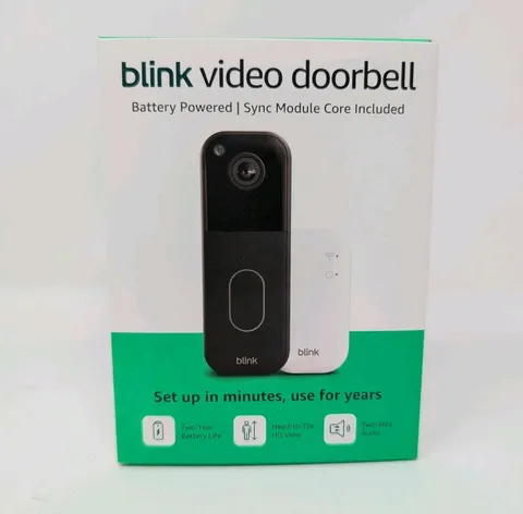 NEW Blink Video Doorbell with Sync Module Core & Battery Head-to-Toe HD - Black