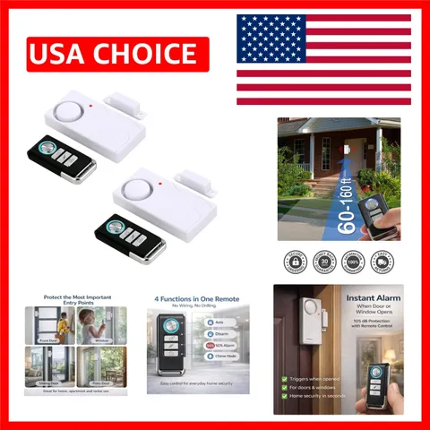 2-Pack Remote-Controlled Door Security Alarms - Enhanced Kids Safety Monitor