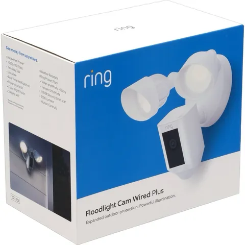 Ring Floodlight Cam Plus Outdoor Wired 1080p FHD Surveillance Camera White 