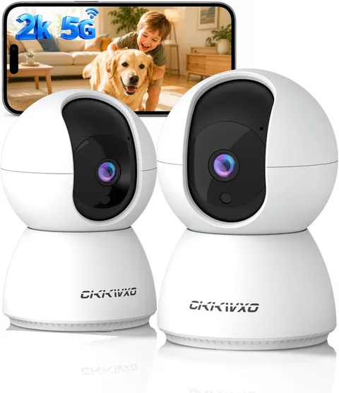 Cikikwvo 2K Indoor Security Camera, Dual-Band Wifi Baby Pet Monitor, 2 Pack | Mo