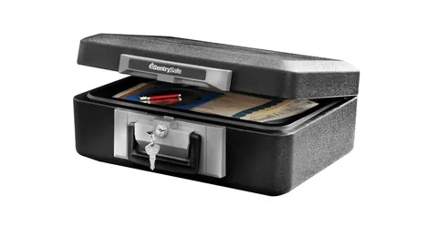 SentrySafe 1160 Fire-Resistant Box Safe with Key Lock 0.25 Cu. ft., Black