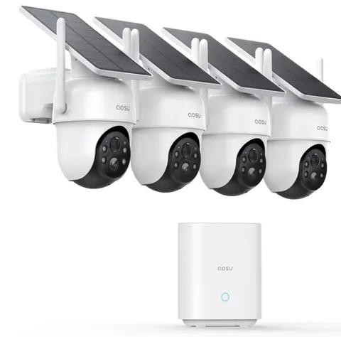 Security Cameras Outdoor Wireless, 4 Cam-Kit, No Subscription Required, Solar-Po