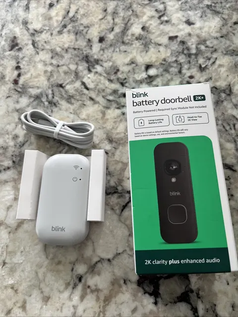 Blink Wireless Video Doorbell Model 2K+ video Open Box + Sync Module Core