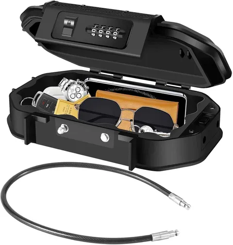 Waterproof Lock Box 4-Digit Combination Safe IPX6 with Removable Steel Cable