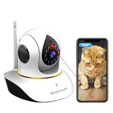 Pet Camera with Laser, 3MP 2.4GHz WiFi Interactive Dog & Cat Laser Toy with N...