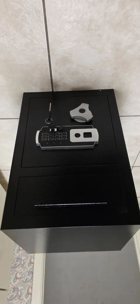 Black Metal Drop Slot Safe w/ Electronic Lock, Emergency Override Key (2 Keys)