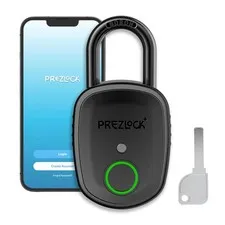 Prezlock Smart Fingerprint Padlock with Key, Biometric Graphite
