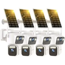 Dual Lens Outside Cameras for Home Security Cameras 4 Pack,2.4G & 5G WiFi,Sol...