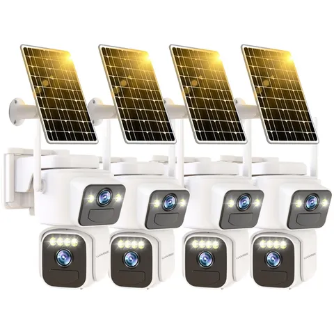 Dual Lens Outside Cameras for Home Security Cameras 4 Pack,2.4G & 5G WiFi,Sol...