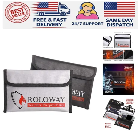 Compact Fireproof Storage Bags 5x8 for Coins, Jewelry & Documents - 2-Pack