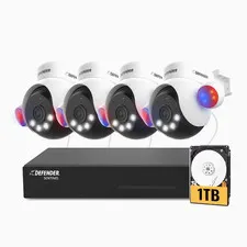 Defender Sentinel AI PTZ 4K 8CH 4-Cam System 1TB Pan Tilt Security