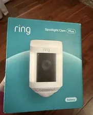 Ring Spotlight Cam Plus Battery Powered Outdoor Camera Lights and Siren White