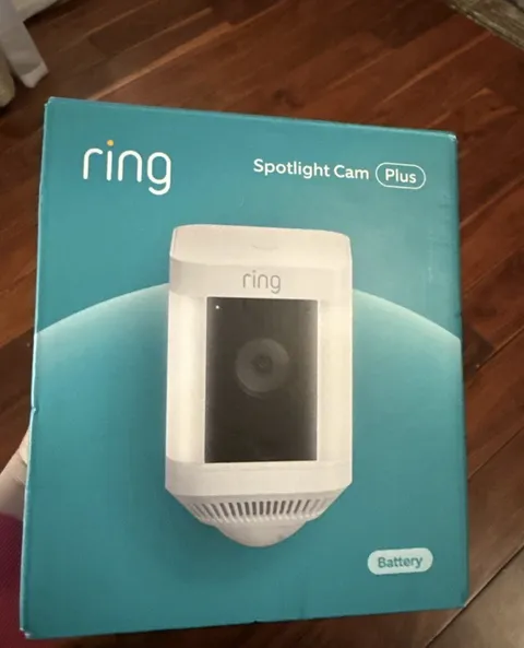 Ring Spotlight Cam Plus Battery Powered Outdoor Camera Lights and Siren White