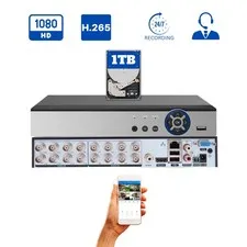 16 Channel  H.265 Security Camera Video Recorder With 1TB Hard Drive Memory