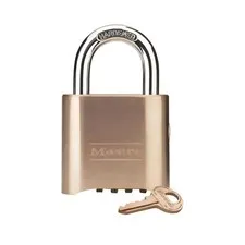 Master Lock Brass Combo Padlock,2" Body Width, 1" Steel Shackle -No Key Required