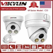 Vikylin 5MP POE IP Camera Full Color Human/Vehicle Detection + Junction Box Lot