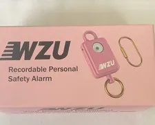 WZU 130 dB Recordable Personal Safety Alarm w/ Flashlight & Keyring Pink