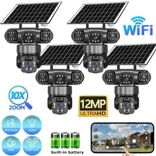 Solar Battery Powered Wireless WiFi Outdoor Pan/Tilt Home Security Camera System