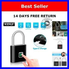 KERUI Fingerprint Padlock Waterproof Keyless Rechargeable Smart Lock