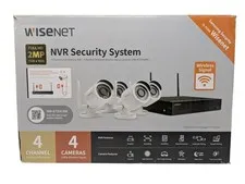 Wisenet SNK-B73041BW 4 Channel Wireless NVR Security System 4 Cameras 1080p LN