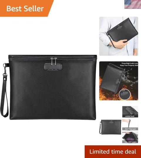 Fireproof Document Bag with Lock,Waterproof Money Pouch,14.3"x10.2" | Zipper ...