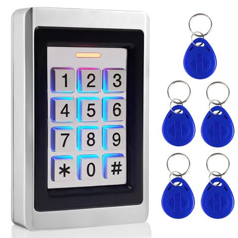 Door Access Control System, Stand Alone Password Door Keypad + 5PCS ID Keyfobs,