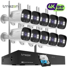 8MP 10CH 4K NVR 2TB HDD Outdoor Audio Wireless Security Camera System WIFI Kit