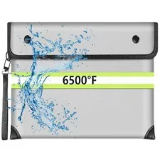 Fireproof Money Bag Zipper Handle 6500F 10 Layers Reflective Strip Pouch