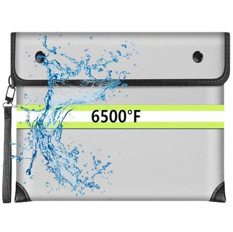 Fireproof Money Bag Zipper Handle 6500F 10 Layers Reflective Strip Pouch