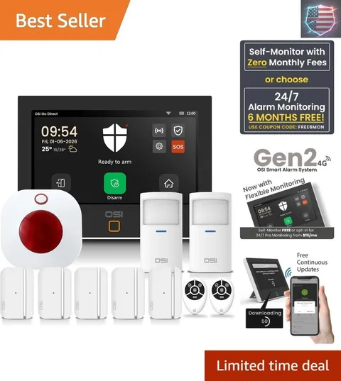 Alarm System Gen 2 4G, 11pc, DIY, Motion & Entry Sensors, Wireless Siren, Rem...