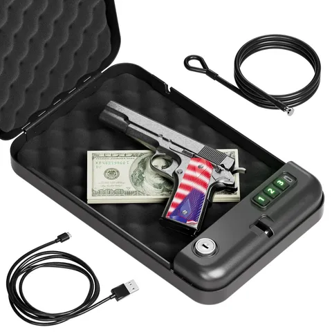 Electronic Pistol Safe Grimtron Compact Key Lock Box