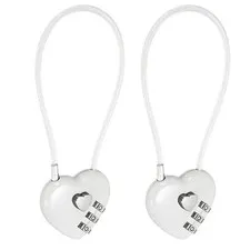 Combination Padlock (7.9 Inch, White)(2 Pcs), 3-Digit Heart Shaped Combo Padlock