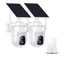 2 Cam-Kit 4MP Solar Wireless Outdoor Security Cameras No Monthly Fee 2-Way Audio