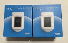 NEW Ring Spotlight Cam Plus Battery Security Camera 2-Pack White Factory Sealed