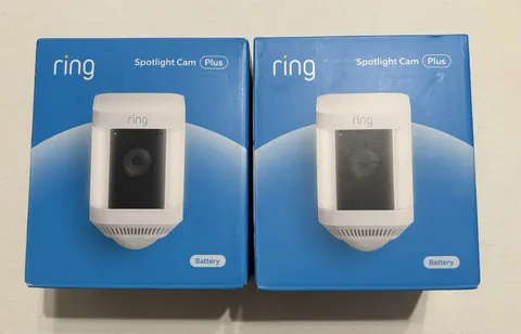 NEW Ring Spotlight Cam Plus Battery Security Camera 2-Pack White Factory Sealed