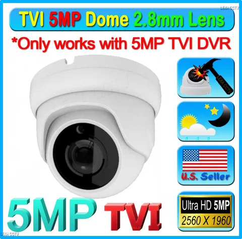 5MP TVI Chipset HD 2.8mm CCTV Wide Angle Weatherproof Outdoor Camera Dome