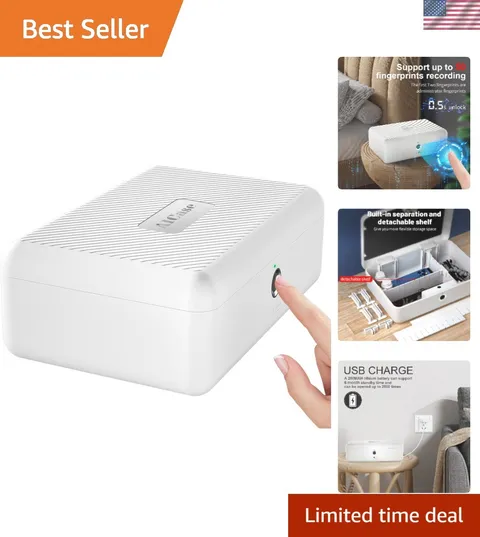 Biometric Fingerprint Storage Box, Portable Cash Jewelry Security Case Lock B...