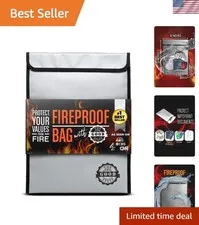 Fireproof Document Bag Legal Size: 15" x 11" [2000°F Rated] Protect Birth Cer...