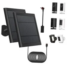 2 Pack - Solar Panel for Ring Security Camera Spotlight Cam Black Dark