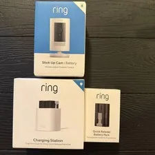 Ring Stick Up Cam Battery, Charging Station and Quick release battery pack, 3 pc