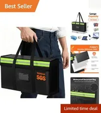 15x12x6in Fireproof & Waterproof Document Bag with Reflective Strip for Safety