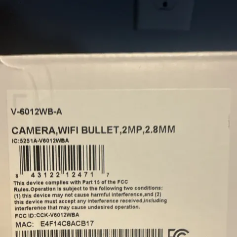 DMP V-6012WB-A IP/Network WiFi Bullet Camera 2MP 2.8mm Color White