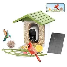 Smart Bird Feeder with Camera, 2.5K QHD Camera Birds Feeder Outdoor Solar