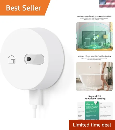Corded WiFi Presence Sensor, 20ft Detection Range, Customized Smart Automation