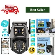 4K 8MP PTZ Wi-Fi Security Camera Dual Lens AI Tracking Outdoor IP66