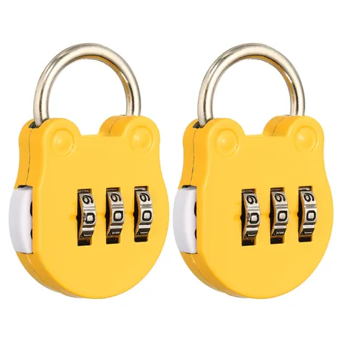 Combination Padlock (Small, Yellow)(2 Pcs),Cat Shackle Code Locks