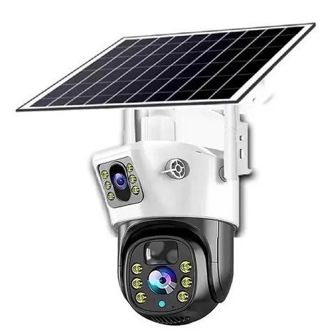 WiFi/4G Solar Security Cam – Waterproof, Dual-Lens, PIR Detect