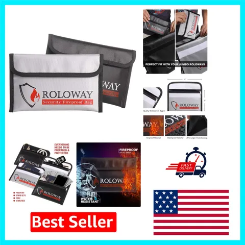 Elegant Fireproof & Water-Resistant Money Bag 5x8 Inches - 2-Pack for Valuables