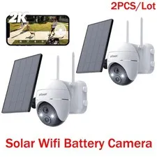 2PCS ieGeek Solar Battery Security Camera Outdoor Wireless WiFi 360°PTZ CCTV Cam