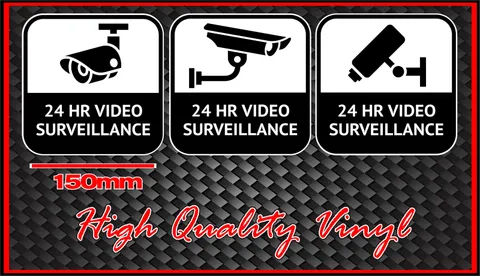 CCTV WARNING SIGN STICKER 24 HOUR VIDEO SURVEILLANCE BRAND NEW SET OF THREE